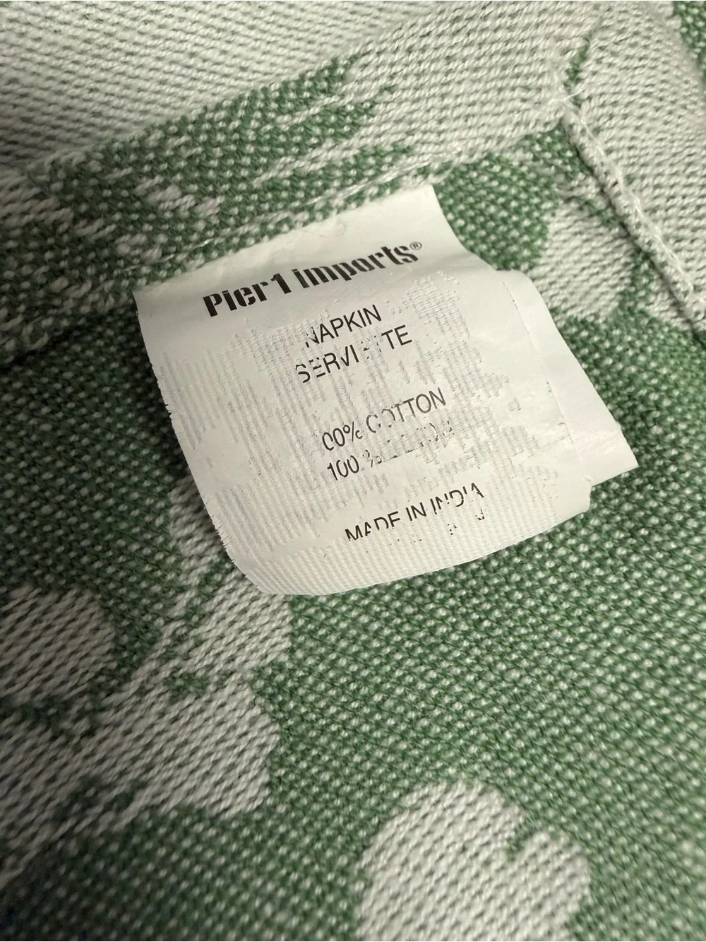Pier 1 Dinner Napkin Features Botanical Fern and Tropical Leaf Pattern in Shades